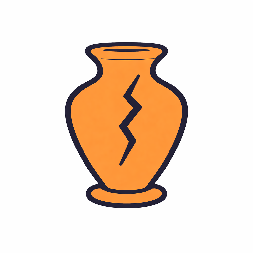 Immagine di un vaso arancione con una crepa