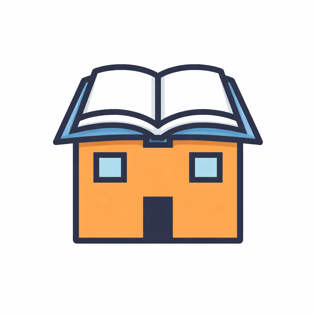 Immagine di una casa con un libro al posto del tetto