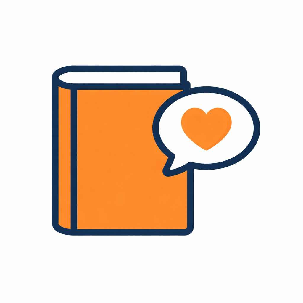 Libro arancione con un cuore